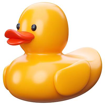 Adorable Yellow Rubber Duck Toy With Shiny Surface And Cute Round Body For Kids 3d model