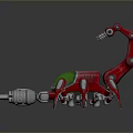 Red And Green Decorative Mechanical Scorpion With Silver Metallic Components For Home Decoration