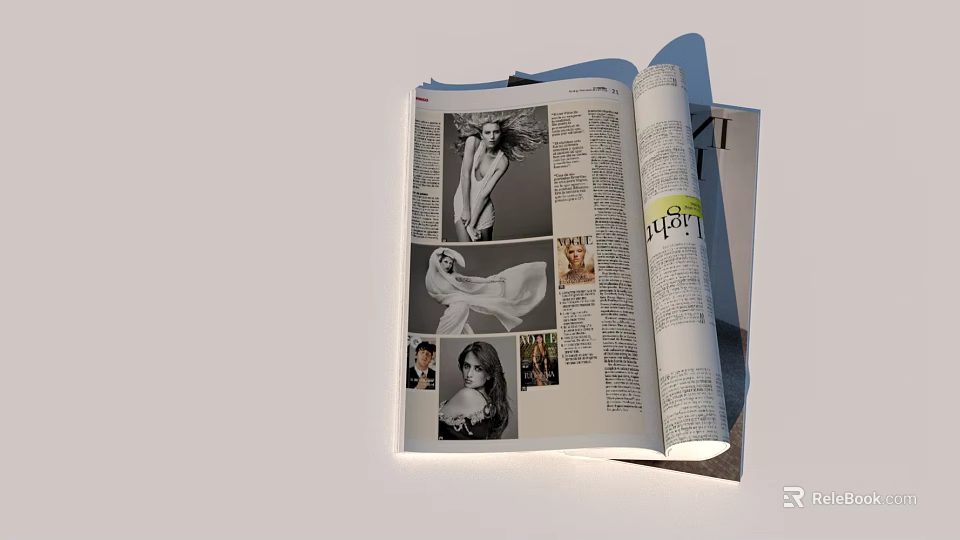 Elegant Open Fashion Magazine Featuring Women Photos And Text Content Layout 3d model 