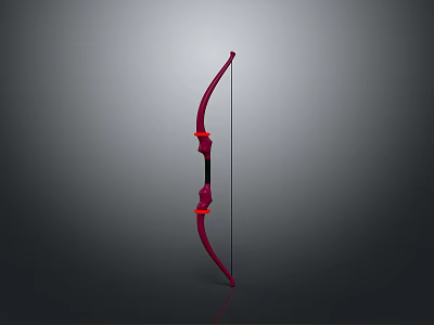 3D Rendered Red Bow Design With Black Grip And Bowstring 3d model