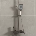 Modern Wall Mounted Shower Faucet With Rain Head Handheld Spray And Control Knobs 3d model