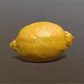 Fresh Ripe Yellow Lemon with Shiny Skin Close Up View on Gray Background