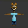 Geometric 3D Cartoon Dog Model Wearing Blue T Shirt And Brown Ears On Gray Background