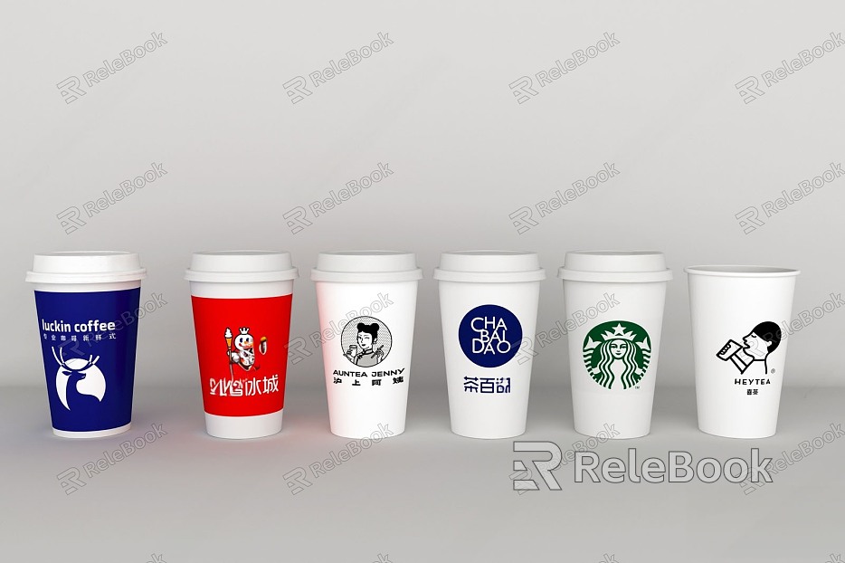 Modern paper cup coffee milk tea paper cup combination model