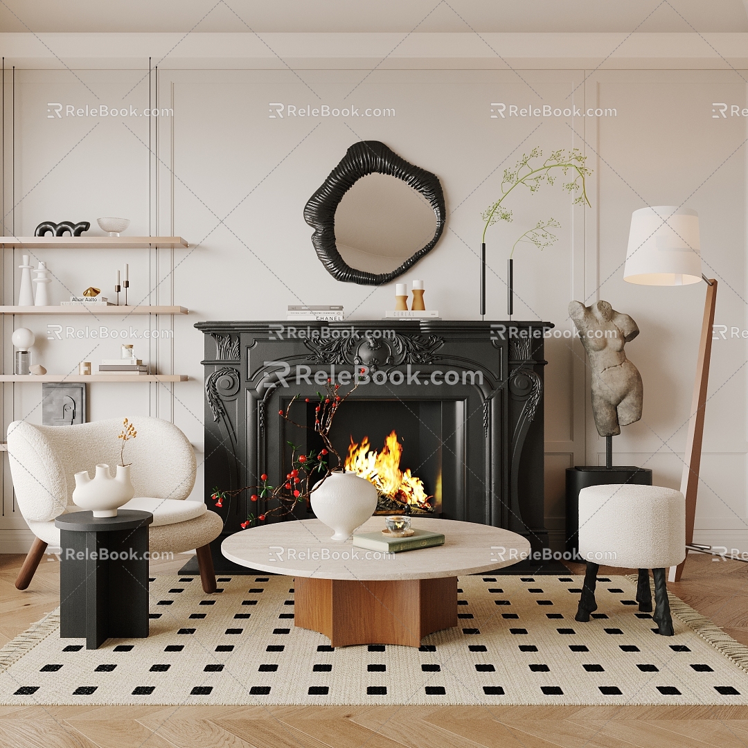 Ancient French Fireplace 3d model