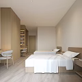 Modern Hotel Guest Room Featuring Twin Beds Writing Desk And Light Wooden Design