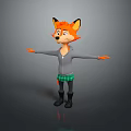 Cartoon Fox Game Character With Grey Hoodie Green Plaid Skirt And Black Boots