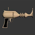 Golden Weapon Pistol with Unique Spiral Barrel Black Grip and Distinctive Design