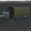 Green Military Truck With Canvas Cargo Cover And Six Wheels Design