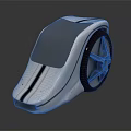 Futuristic White And Blue Concept Car With Sleek Design Transparent Windshield And Large Wheel