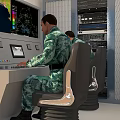 Military Green Camouflage Functional Vehicle With Open Cabin Internal Equipment And Radar Antenna