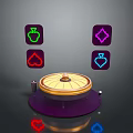 Roulette Wheel With Neon Playing Card Symbols And Colorful Illuminated Signs