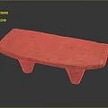 Rustic Handcrafted Orange Bench With Checkerboard Pattern Surface And Short Sturdy Legs