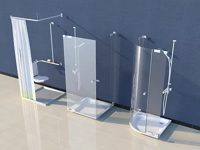 Modern Shower Sauna Enclosures Featuring Glass Doors Three Different Designs in Bathroom Space 3d model