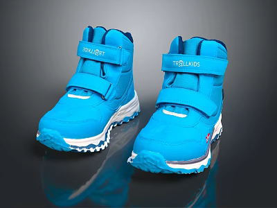 CLINKS Blue High top Sneakers With Velcro Straps And Red Accents On White Sole 3d model