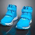 CLINKS Blue High top Sneakers With Velcro Straps And Red Accents On White Sole