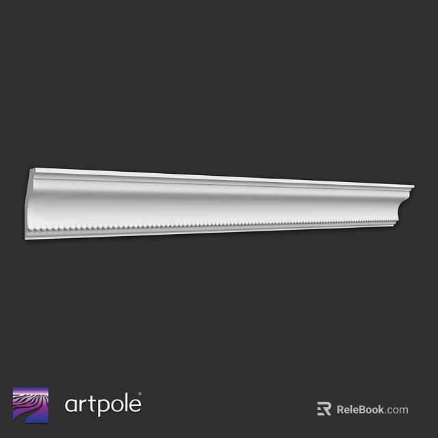 Decorative Architectural Molding Component With White Textured Surface And Ornate Design 3d model 