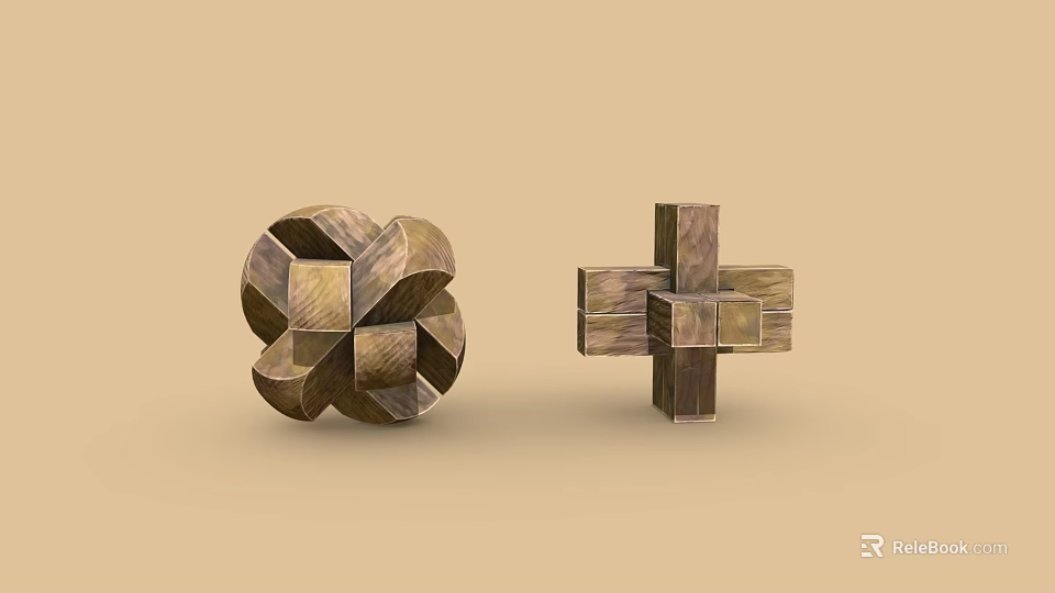 Wooden Building Blocks Featuring Spherical Interlocking Design And Cross Shaped Structure 3d model