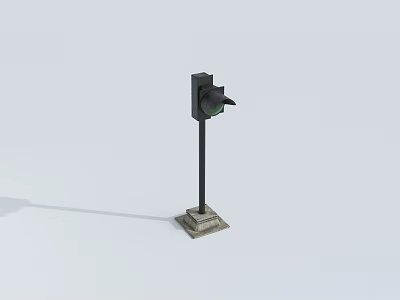 Car Waiting At Green Traffic Light Signal On Urban Road Side 3d model