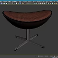 Brown Leather Modern Stool With Sleek Metal Base And Comfortable Design 3d model