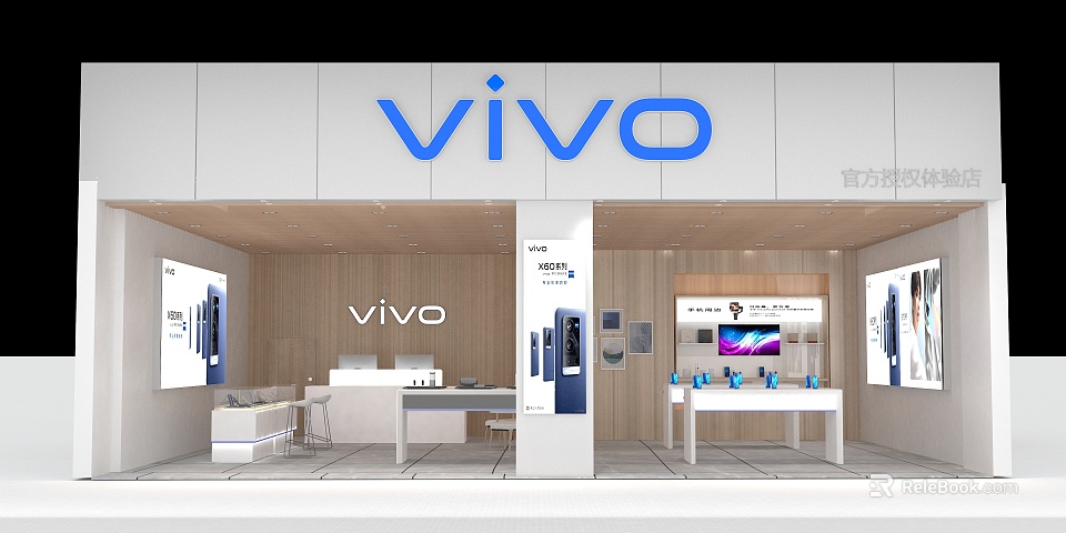 Vivo Official Digital Store Interior Featuring Smartphones Accessories And Display Tables 3d model 