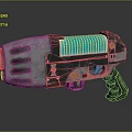 Futuristic Sci Fi Weapon Featuring Metallic Body Blue Glowing Core And Mechanical Grip
