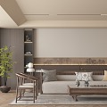 Chinese Living Room Sofa Combination Sofa Background Wall Song Style Living Room 3d model