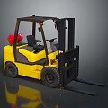Yellow Heavy Duty Industrial Forklift With Red Gas Cylinder Black Forks And Cab