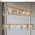 Elegant Modern Rectangular Glass Chandelier With Metal Frame And Multiple Lights 3d model