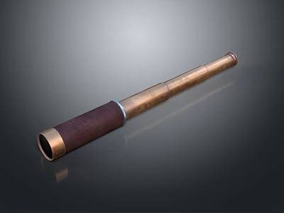 Antique Brass Telescope With Leather Wrapped Grip And Sleek Polished Finish 3d model