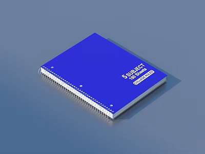Blue Concept Notebook With Spiral Bound Cover Design For Project Ideas On Blue Background 3d model