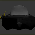 Black Kayak With Yellow Floats And Orange Seat On Gray Background