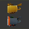 Cute Cube Shaped Cartoon Characters And Creatures In Yellow Orange White Gray With Smiling Faces