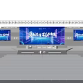 Modern Stage Design With Blue Background Large Screens And Lighting