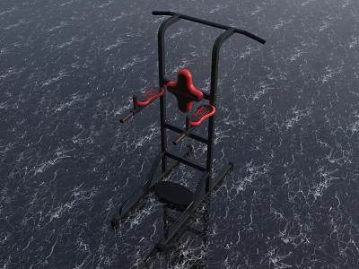 Home Fitness Equipment With Black Frame Red Seat Handles And Pedals For Strength Training 3d model