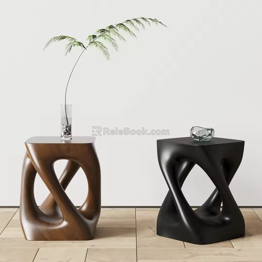 Modern Bonaldo Side Table Solid Wood Side Table Small Coffee Table Vase 3d model