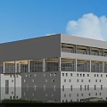Modern White Sports Fitness Center With Large Glass Windows Grass And Waterfront Area