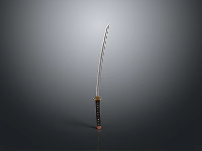 Traditional Japanese Katana Weapon With Sharp Blade And Wooden Handle Design 3d model
