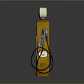 Vintage Yellow Gasoline Pump With White Top And Black Hoses