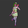 Game Movie Character Wearing White Nurse Outfit with Red Accents Black Hair Holding Red Heart