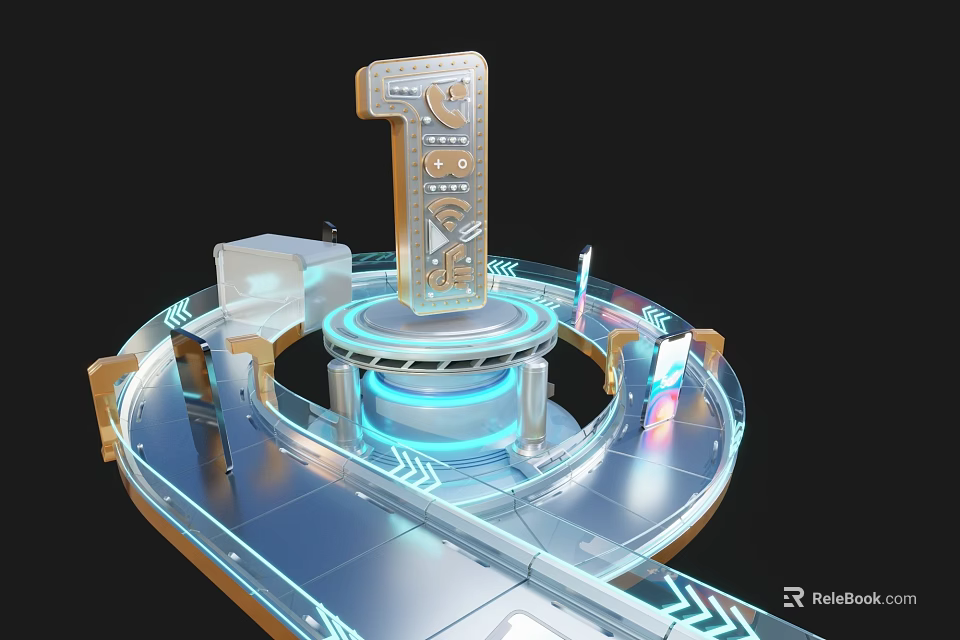 Modern Commercial Equipment With Digital One Structure Circular Track And Blue Illumination 3d model 