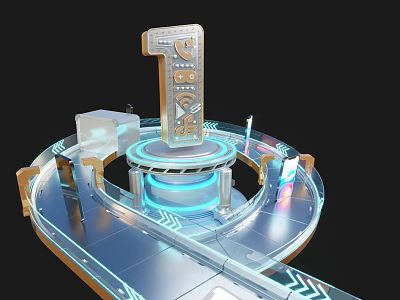Modern Commercial Equipment With Digital One Structure Circular Track And Blue Illumination 3d model