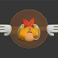 Cartoon Character Featuring Orange Hat Purple Body White Hands Egg Shaped Objects And Transparent Halo