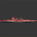 Red Scale Warship Model With Detailed Decorative Patterns And Metallic Accents