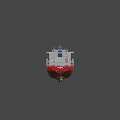 Large Bulk Carrier Ship With Red Hull And Gray Cargo Hatches
