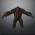 3D Render of Gorilla Character With Mechanical Arm and Realistic Fur