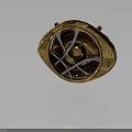 Golden Circular Decorative Item With Intricate Eye Design And Ancient Symbols