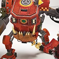 Red Smart Machine Mechanical Design With Cannon Arm Gears Chains And Large Eyes