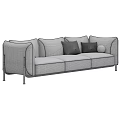 Modern Three Seater Sofa With Comfortable Cushions And Metal Leg Design