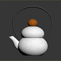 White Ceramic Teapot With Black Handle And Orange Top For Daily Use